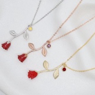 紅玫瑰和生日石項鍊、迷你生日石、華麗玫瑰項鍊