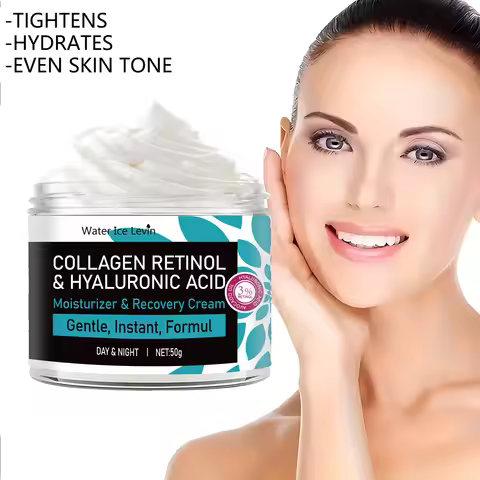 Retinol, Collagen & Hyaluronic Acid Cream - Anti-Aging Face Moisturizer for Face, Neck & Décolleté -