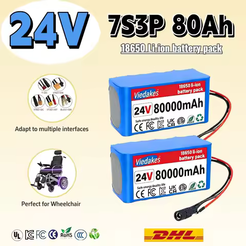 💯 2 Pack 24V 100000mAh Lithium Battery 🔋with 29.4V 2A Charger, 24 Volt Rechargeable Battery for DIY 