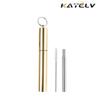 KATELV Collapsible Reusable Metal Straws Telescopic Portable Stainless Steel Straw Drinking Foldable with Case Straw set Easy to Clean