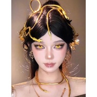 Mysterious Golden Snake Hair Accessories Ancient Greece Coiled Headwear Twisted Long Snake Headband 