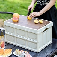 Household Car Box Storage Storage Box Wooden Cover Camping Folding Multifunctional Thickened Storage