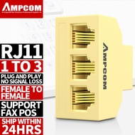 AMPCOM   5/10 Pack RJ11 Telephone Converter RJ-11 Classic 6 Pins Female 1 to 3 &1 to 4 Telephone Pho