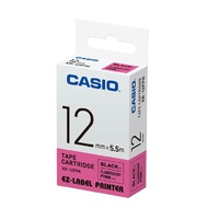 CASIO標籤機色帶/ 螢光粉紅底黑字/ 12mm/ XR-12FPK