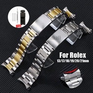 Curved End Stainless Steel Watch Strap for Rolex Metal Watch Bracelet Women Men Replacement Watch Ba