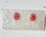 天然粉色托帕石耳環玫瑰金925純銀耳環戒指裸石寶石輕珠寶半寶石