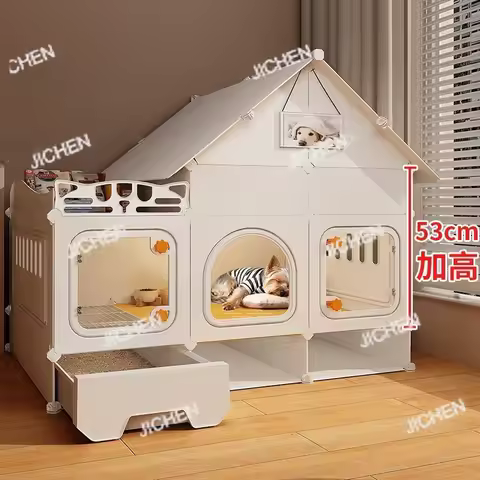 JC raised dog crate with toilet separation small dog special 1 bedroom, 1 living room, 1 bathroom Te