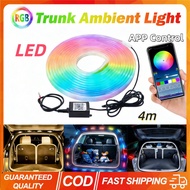 4M RGB Car LED Trunk Ambient Light APP Control Multi-mode 12V Interior Colorful Atmosphere Light Fle