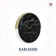 Karlsson, Wall clock Marble Delight black 雲石金色框掛鐘