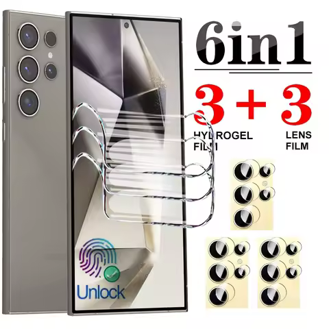 6in1 Hydrogel Film For Samsung S25 S24 S23 S22 Ultra S21 FE S20 S10 S9 Plus Screen Protector For Gal