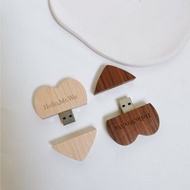【蒔設計-客製化】64G 心心相印原木隨身碟 USB