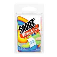 Shout Wipe &amp; Go Instant Stain Remover  แผ่นเช็ดทำความสะอาด ขจัดคราบ บนเสื้อผ้า แบบพกพา 1กล่องบรรจุ 4 ชิ้น