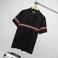 Áo thun polo phối sọc ngang đỏ bigsize nam tới 130kg