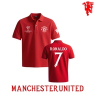 เสื้อยืดโปโล Manchester united club เสื้อยืดฟุตบอลคอปก แขนสั้น MU English Premier League ผ้ากีฬายืดอ