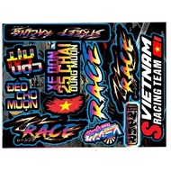 Mini stickers with the word race and many small stamps applied to laptop phones 4 4 (4 COLORS)