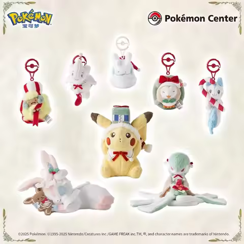 Limited Stock Christmas Pokémon Plush Pendant Holiday Wish Collection Pikachu Togetic Rowlet Pachiri