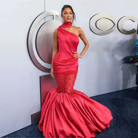 Passionate Red Wedding Dress One Shoulder Mermaid Woman Clothes With Beaded See Through Smooth Satin