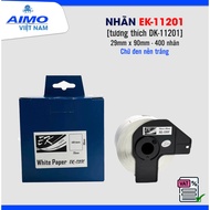 Printed label EK-11201 / Black text on white background / Compatible with Brother DK-11201 label