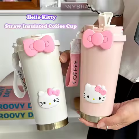 Hello Kitty Vacuum Flask New 500Ml Fashion Thermos Flask Double-Walled Vacuum Flask Stainless Steel 