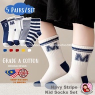 0-12 Years old Navy Stripe Kid Socks 5 pairs/Set Unisex Girls Boys Soft Cotton Socks