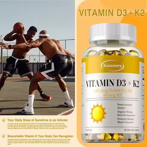 Vitamin D3 + K2 Capsules - Supports Circulation, for Bone, Joint, Teeth and Skin & Immune HealthSupp