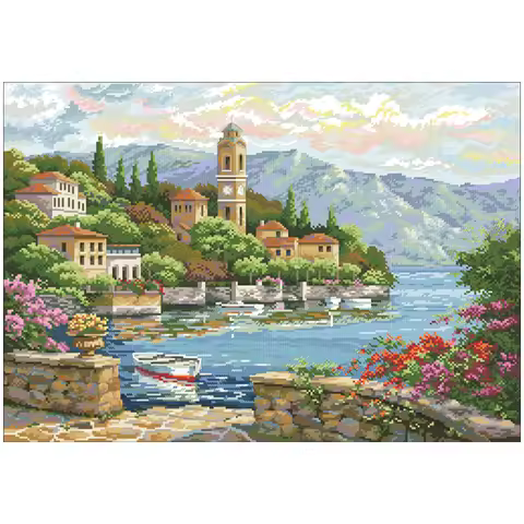 Quality Beautiful Counted Cross Stitch Kits Embroidered Home Decoration Lago Di Como Lake Como Merej