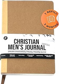 Prazoli Christian Bible Prayer Journal For MEN 3-Month Refill - Study Scripture Notebook & Planner D