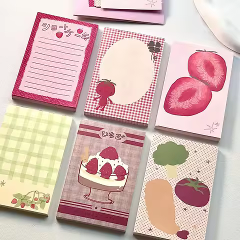 Strawberry Memo Pads Kawaii Korean Style M5 Scrapbook Paper Journal Ins Tomato Notepad Grid Base Pap