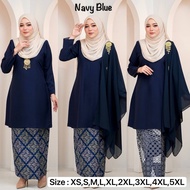 🔥(SIZE XS-5XL) TEMA SEDONDON BAJU KURUNG NAVY BLUE / DARK BLUE | KURUNG MODEN RIAU BATIK SONGKET BRI