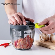 BOLNE蒜泥器手动搅蒜器多功能绞肉机辅食机料理机家用捣蒜蓉压蒜泥姜末搅碎机厨房神器 蔬菜处理器【大号】【配储物盖】