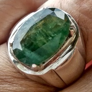 (VIDEO) Cincin Perak Batu Zamrud Zambia Asli CZ14 - Natural Zambian Emerald Ring