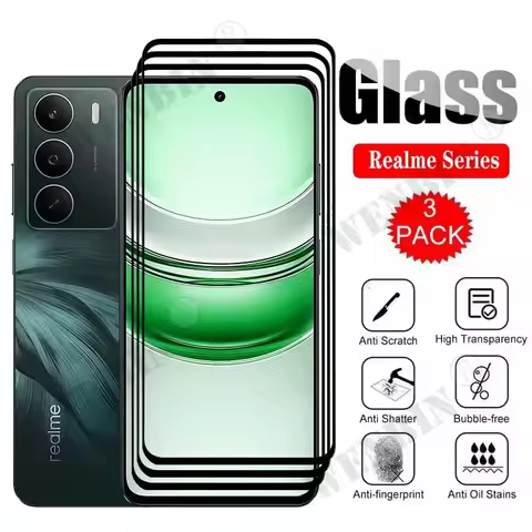 3 Pcs Tempered Glass For Realme C71 C73 C75 Screen Protector On Realme P3 P3 Pro Protective Cover Gl