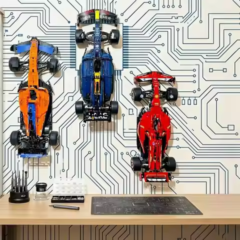 DT16 Wall Mount Bracket for Lego Technic F1 Car Models 42207 42171 42141 42206, 4Pcs Display Holder 