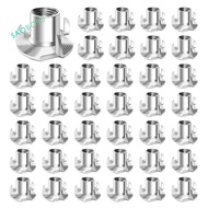 100pcs 1/4-20 Nuts, 4 Prong T-Nuts Threaded Nuts 1/4-20 Inch for Woodworking, Furniture, Rock Climbi