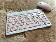 Ultra-Slim Bluetooth Keyboard + Wireless (Pink) Mouse Portable Mini Wireless Keyboard Rechargeable f