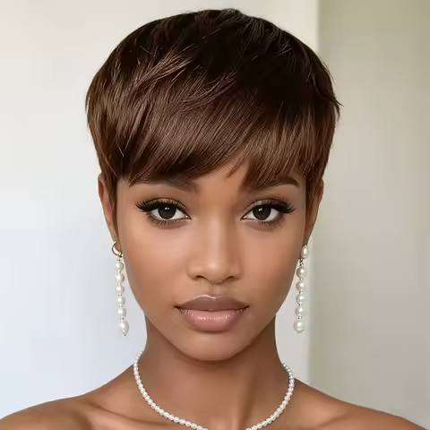 machine made pixie cut wig short straight human hair wigdaily party use wig pixie wig black brown co