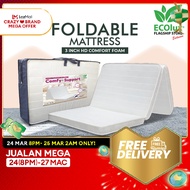 (FREE SHIPPING) ECOlux - Foldable Mattress 3 inch | HD Comfort Foam Technology | Portable &amp; Foldable Mattress with Carry Bag | Tilam Lipat Bujang