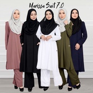 Marissa 7.0 Muslimah Suit Jubah Seluar Hitam Putih Baju Umrah Woman Set Blouse dan Seluar For Umrah/Haji Ironless