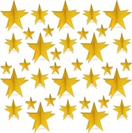 Gold Star Centerpieces - 3D Star Decorations in 3 Sizes - Movie Night, Awards Night, Christmas, Birt