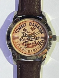 Tommy Bahama RELAX 全鋼圓形 Castaway RELAX CHAMPIONS 圖案錶面深啡色皮帶手錶