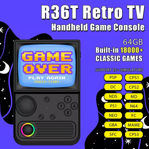 R36T Retro TV Handheld Game Console 3.5'' IPS Screen 22000+Games Wi-Fi Portable Pocket Video Console