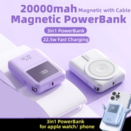 SG Store-3in1 20000mAh Magnetic Power Bank 22.5w Fast Charging Wireless Portable Mini Powerbank With Cable For iPhone