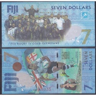 Fiji 2017 Rugby 7s Gold Olympians Commemorative Note 7 Dollars UNC