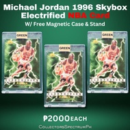 Michael Jordan 1996 Skybox Electrified NBA Card with FREE Magnetic Case and Stand