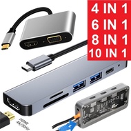 USB HUB TYPE C TO Multi CONVERTER Port HUB VGA USB3.0 HDMIPort ADAPTER USB C Micro SD 4in1 6in1 8in1