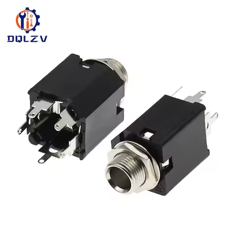 Audio Jack Guitar PJ-612 6.35mm 5Pin Metal Dual-way 5P Video Plug Socket