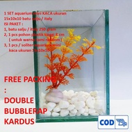 1 SET GLASS mini aquarium 15x10x10 snow stones / beautiful
