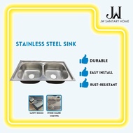 JW Stainless Steel Double Bowl Kitchen Sink Topmount Sinki stainless steel Dapur Murah Sinki Rumah kabinet sinki dapur