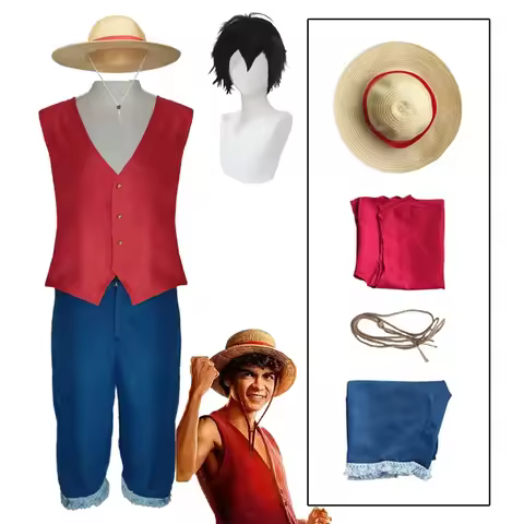 ABC123Luffy Movie Live-action Version Monkey D Luffy Cosplay Costume Wig Hat Anime Uniform Halloween