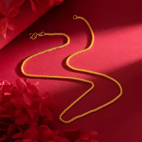 Collarbone Necklace Men & Women AU999 24K Gold - Age-free, light luxury, tasteful pure gold jewelry